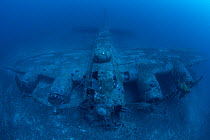 Plane wreck of B17 Bomber Flying Fortress, sank on 6th November 1944, nose of aircraft crushed from impact with seabed, 150m from the Cape of Polivalo on Southern coast of Vis Island, Croatia, Adriati...