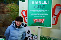 China&#39;s Olympic diving gold medallist Zhang Jiaqi attending the naming ceremony of the Giant panda cubs, Yuandudu and Huanlili. Zhang Jiaqi is godmother of Huanlili, Beauval Zoo, St.Aignan, France...