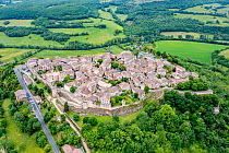 Fortified village of Puycelsi, aerial view, Occitanie, France. May.