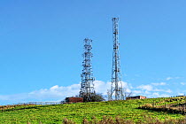 Television radio / telephone mast on Pale Hights hill above Delamere Forest, Cheshire, UK. October, 2020