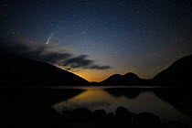 Comet Neowise over Jordan Pond, Acadia National Park, Maine, USA. July, 2020.