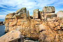 Weathered granite boulders along the coast, Peninnis Head, St Mary's, Scilly Isles, UK. September, 2020.