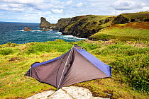 Wild camping on the cliff top, Bossiney, Cornwall, UK. September, 2020.