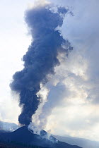 Ash cloud billowing from erupting volcano, Volcano Cumbre en Vieja, La Palma, Canary Islands. November, 2021.