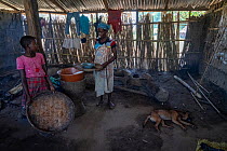 Family, whose home was destroyed by Cyclone Idai, living in school in Micheu community. Outskirts of Gorongosa National Park, Mozambique. March 2019.