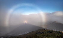 Broken spectre and fog bow after snow melt, Meall nan tarmachan, Perthshire, Scotland. January, 2020.