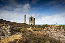 A derelict engine house for the Pearl Shaft, part of the Parys Mountain copper mine. Anglesey, Wales, UK. September, 2016.