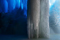 Frozen waterfall inside an ice cave, Putoransky State Nature Reserve, Putorana Plateau, Siberia, Russia. May.