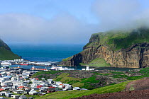 Heimaey town and port, Westman Islands, Iceland. July.