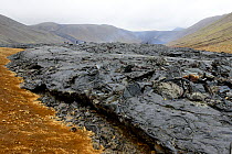 One of the main lava flows from the eruption of of Fagradalsfjall volcano, Reykjanes peninsula, Iceland. July.