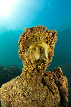 Ancient Roman statue  of Antonia minor, member of Julio-Claudian dynasty, daughter of Marcus Anthony and sister of emperor Augustus,  located in submerged Nymphaeum of Emperor Claudius. Marine Protect...