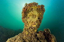 Ancient Roman statue of Antonia minor, member of Julio-Claudian dynasty, daughter of Marcus Anthony and sister of emperor Augustus, located in submerged Nymphaeum of Emperor Claudius. Marine Protected...