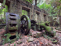 Remains of the first hydroelectric power plant, Officine Netti, dating from 1893 built and designed by Aldebrando Netti, Orvieto, Umbria, Italy. February, 2021.
