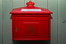 Royal Mail post box inside the former British Base A, now a museum and post office at Port Lockroy, Goudier Island, Antarctic Peninsula, Antarctica.