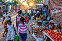 People shopping at village market, Gorongosa National Park, Mozambique. November, 2018.