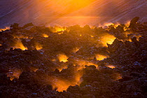 Fagradalsfjall volcano lava field and smoke caught in golden light at sunset, Reykjanes Peninsula, Iceland. September. Asferico International Nature Photography Competition 2022 - Landscape category -...