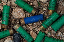 Spent gun cartridges lying on ground, discarded by hunters, southwest Malta. September, 2020. Bird Photographer of the Year competition 2022 Winner - Conservation Award.