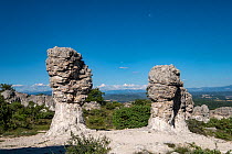 Rock formations at Les Mourres de Forcalquier.  Alpes de Haute Provence, Provence-Alpes-Cote d'Azur, France. June.