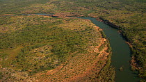 Aerial tracking shot of the Mitchell River, Kimberley, Australia.