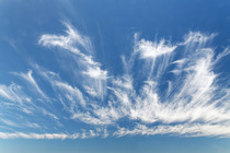 Mare's tail cirrus clouds, formed from ice crystals, Dorset, UK. July.