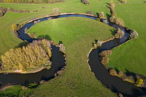 Aerial view of the meanders of the old Oise river, southeast of Sempigny, Hauts-de-France, France. October, 2022.