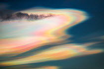 Colourful polar stratospheric clouds over Andoya, Norway. December, 2019.