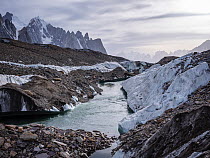 Baltoro Glacier viewed from Concordia, Karakoram Mountains, Gilgit-Baltistan, Northern Pakistan. July, 2022.