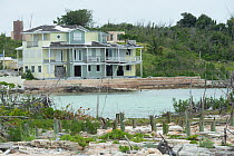Derelict buildings and hurricane damage, aftermath of Hurricane Dorian in 2019, Marsh Harbour, Abaco Islands, Bahamas. May, 2021.