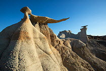 Stone Wings rock formation, created by weathering of sandstone, Bisti / De-Na-Zin Wilderness Area, New Mexico, USA, June 2023.