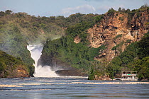 View looking towards Murchison Falls on the Nile river, Murchison Falls National Park, Uganda. November, 2022.