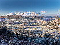 View looking towards the Coniston fells from Wansfell in winter, Lake District, Cumbria, UK. December, 2022.