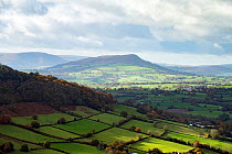 The Skirrid in Brecon Beacons National Park, viewed from Garway Hill, Herefordshire, England, UK, November 2023.