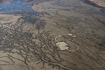 Aerial view of mining infrastrcuture, ?Gidgealpa flood plain, Gidgealpa, South Australia, Australia. July, 2022.