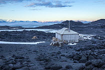 Shackleton's Hut, the base associated with Sir Ernest Shackleton's British Antarctic (Nimrod) Expedition. Cape Royds, Ross Island, McMurdo Sound, Ross Sea, Antarctica. February, 2023.