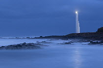 Punta del Hidalgo lighthouse at night, Tenerife, Canary Islands, March 2023.