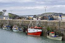 Lobster fishing boats docked in Padstow Harbour, Cornwall, UK. October.