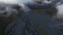 Aerial shot of dry glacial river, south Iceland. June.