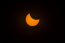 Partial eclipse of the sun prior to total eclipse, viewed from near the center of the path of totality, near Rexburg, Idaho, USA. August 21, 2017.