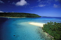 Tropical islands and clear blue water, Vava'u group of islands, Tonga, South Pacific.