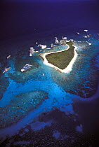 Aerial view of a yacht anchored off Icacos Island, Puerto Rico, Caribbean.