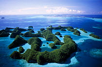 Aerial view of the rock islands of Palau, Micronesia.