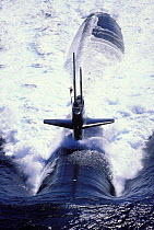 A US nuclear submarine surfacing off Hawaii, Pacific Islands. 1994