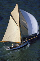 15 metre long Victorian gaff-rigged cutter, "Partridge", the America's Cup Jubilee, Isle of Wight, 2001. Initially launched on 22 June, 1885, built at Camper & Nicholsons shipyard in Gosport. ^^^ Youn...