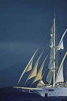 Tall ship and stormy skies in Antigua.
