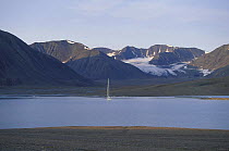 88ft sloop "Shaman" anchored in Spitsbergen, Svalbard, Norway, 1998.