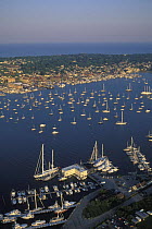 Goat Island Marina and Newport Harbour and waterfront, Rhode Island, USA.