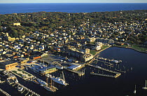 Newport, Rhode Island waterfront wharves and the International Yacht Restoration School (IYRS).