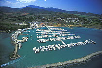 Neat rows of boats protected by the man-made harbour at Fajardo, Puerto Rico, Caribbean.