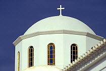 Greek Orthodox church dome on Spetse Island, Greece.