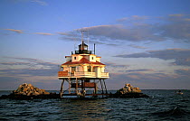 Thomas Point Lighthouse (built 1875), located at the mouth of the South River, Chesapeake Bay, just South of Annapolis, Maryland, USA.